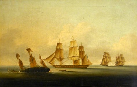 Francis Sartorius II (c.1777-c.1831) - End of the Action between HMS 'Arrow' and 'Acheron' and the French Frigates 'Hortense' and 'Incorruptible' - BHC2384 - Royal Museums Greenwich