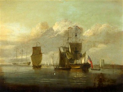 Francis Swaine (1730-1782) - Shipping by Moonlight - BHC1049 - Royal Museums Greenwich