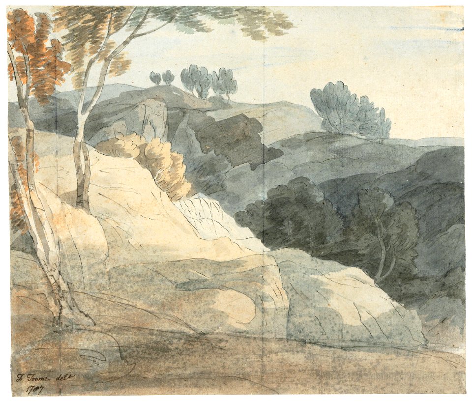 Francis towne view of the waterfall at chudleigh rock devon 110004)