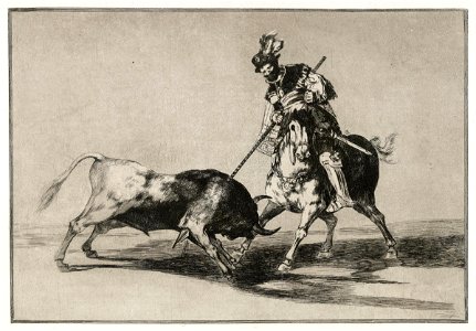 Francisco de Goya - The Cid Campeador Attacking a Bull with His Lance - Google Art Project. Free illustration for personal and commercial use.