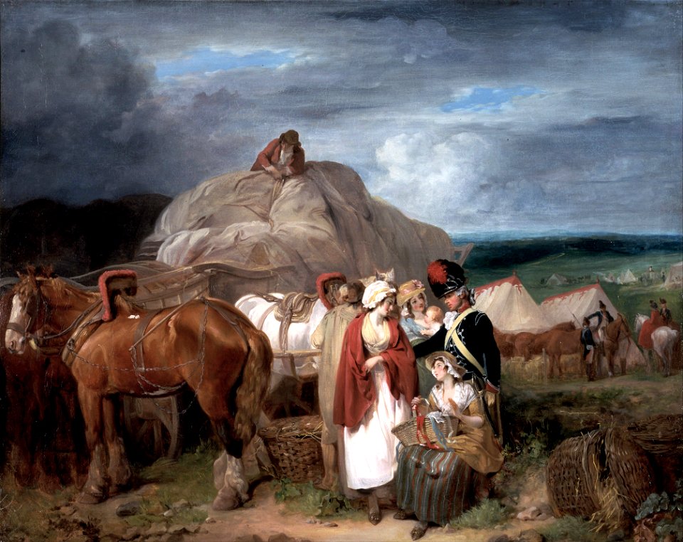 Francis Wheatley - Soldier with Country Women Selling Ribbons, near a Military Camp - Google Art Project