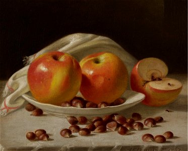 John F. Francis - Apples and chestnuts. Free illustration for personal and commercial use.