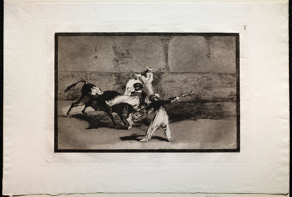 Francisco de Goya (Spanish, 1746-1828) - Bullfights, A Moor Caught by a Bull in the Ring - 1923.547 - Cleveland Museum of Art