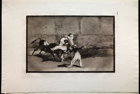 Francisco de Goya (Spanish, 1746-1828) - Bullfights, A Moor Caught by a Bull in the Ring - 1923.547 - Cleveland Museum of Art
