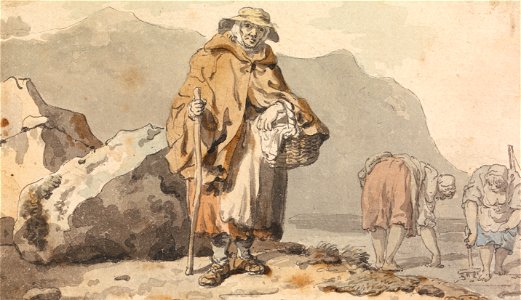 Francis Wheatley - An Old Fisherwoman with Two Women Digging for Bait - Google Art Project