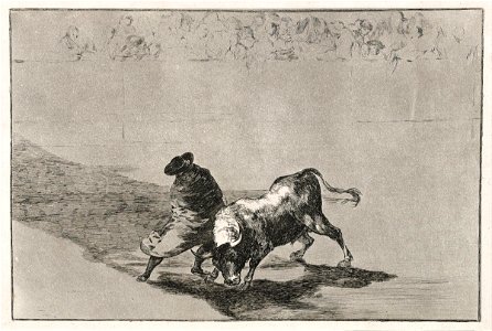 Francisco de Goya - The Clever 'Student of Falces' Infuriates the Bull by Moving about Wrapped in his Cloak - Google Art Project. Free illustration for personal and commercial use.
