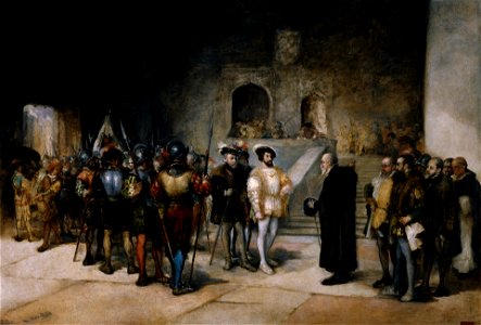 Francisco I, rey de Francia, entrando prisionero en la Torre de los Lujanes
