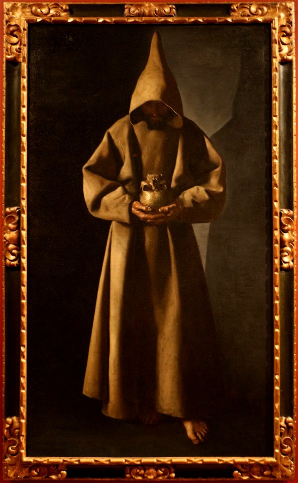 Francisco de zurbaran, san francesco d'assisi medita sulla morte, 1630-34, 01