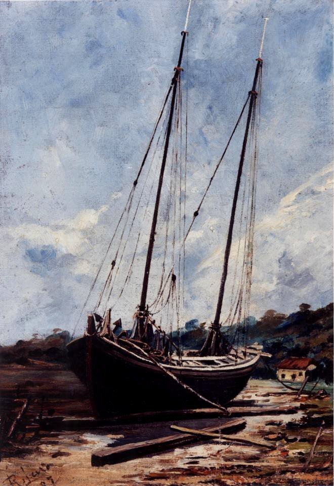 Francisco Joaquim Gomes Ribeiro - Marinha com barco