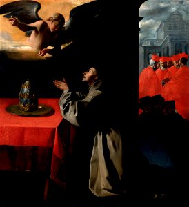 Francisco de Zurbarán - The Prayer of St. Bonaventura about the Selection of the New Pope - Google Art Project. Free illustration for personal and commercial use.