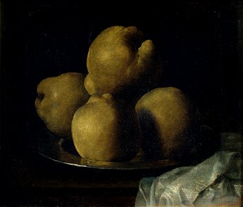 Francisco de Zurbarán - Still Life with Dish of Quince - Google Art Project. Free illustration for personal and commercial use.