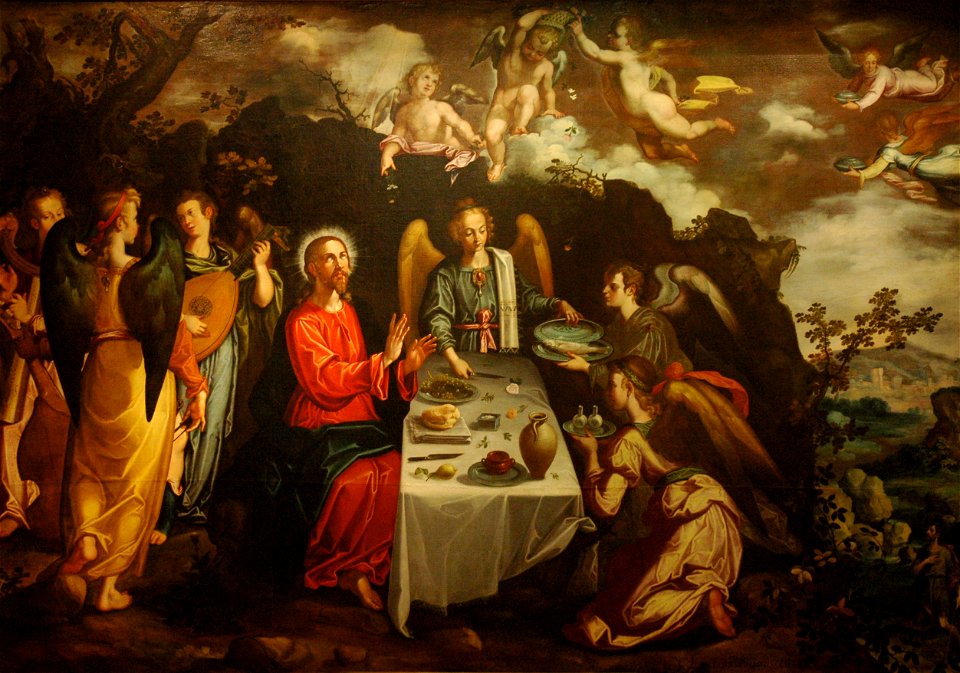 Francisco Pacheco - Le Christ servi par les anges dans le désert