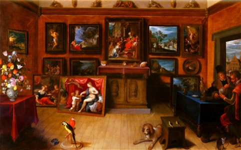 Frans II Francken A Picture Gallery With A Man Of Science Making Measurements