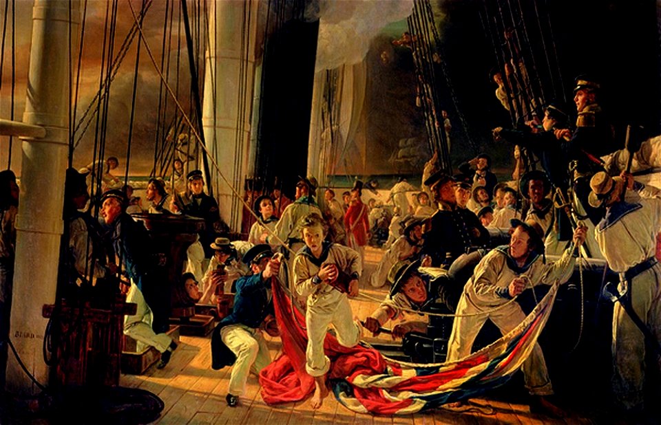 Francois-Auguste Biard - Sur le pont lors d'une bataille navale