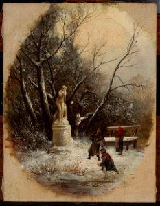 Franciszek Wastkowski - In the Saxon Garden – children at a statue - MP 2317 MNW - National Museum in Warsaw