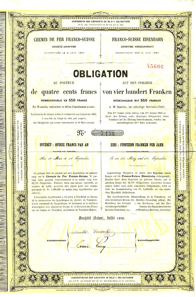 Franco-Suisse Eisenbahn 1868