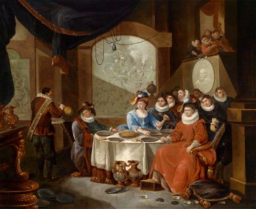 Francois Xavier Henri Verbeeck Elegante Gesellschaft bei einem festlichen Essen