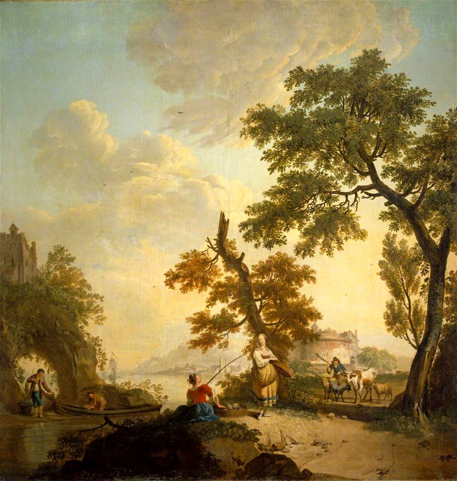 Franco-Flemish School - Landscape with Fishermen and Women, and a City in the Distance - 1246640 - National Trust