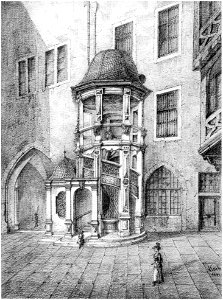 Frankfurt Am Main-Adolf Koch-AFFMVANDNGUB-010-Treppenthuermchen im Hofe des Roemers 1605