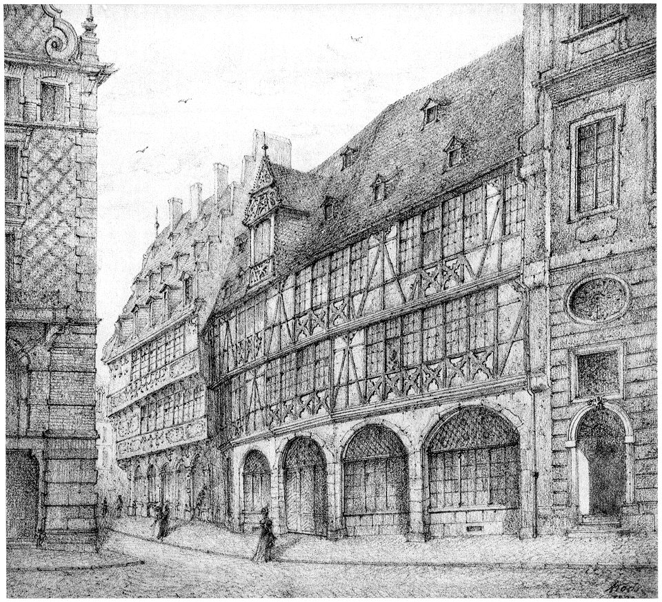 Frankfurt Am Main-Adolf Koch-AFFMVANDNGUB-012-Haus Wanebach und Salzhaus in der Wedelgasse