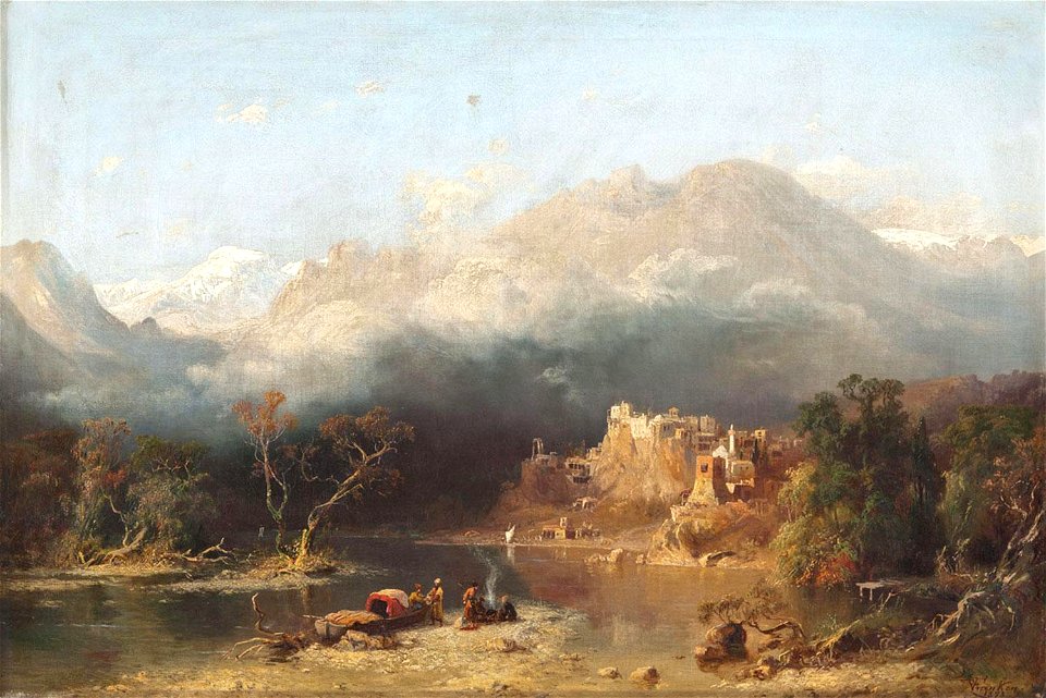 Paul von Franken - Kaukasisches Dorf vor Bergkulisse (1878)
