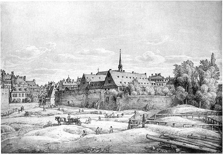 Frankfurt Am Main-Peter Becker-BAAF-012-Das Terrain der neuen Strassen vom Rossmarkt und Hirschgraben nach den Bahnhoefen-1872