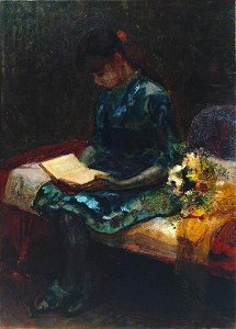 Frank Huddlestone Potter (1845-1887) - A Girl Reading - N04621 - National Gallery