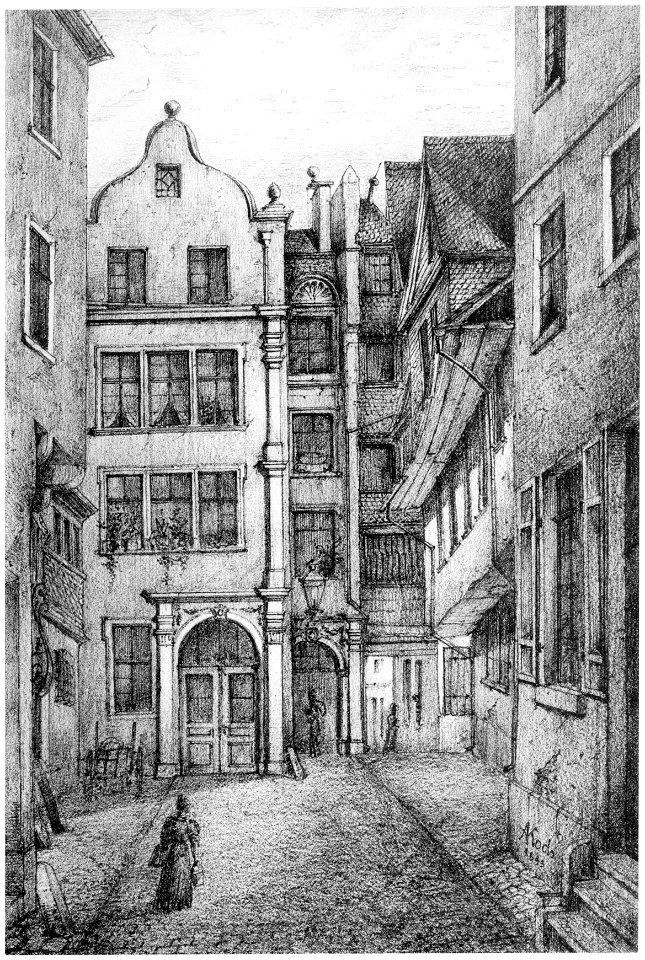 Frankfurt Am Main-Adolf Koch-AFFMVANDNGUB-006-Das Koepplerhoefchen am Domplatz