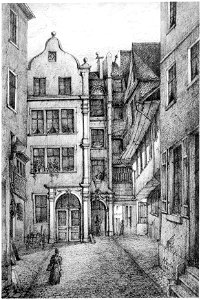 Frankfurt Am Main-Adolf Koch-AFFMVANDNGUB-006-Das Koepplerhoefchen am Domplatz