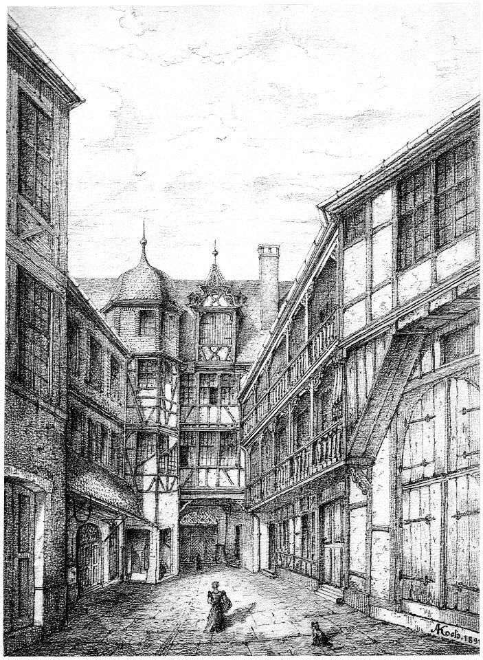 Frankfurt Am Main-Adolf Koch-AFFMVANDNGUB-011-Hof des Hauses Wanebach im Roemer