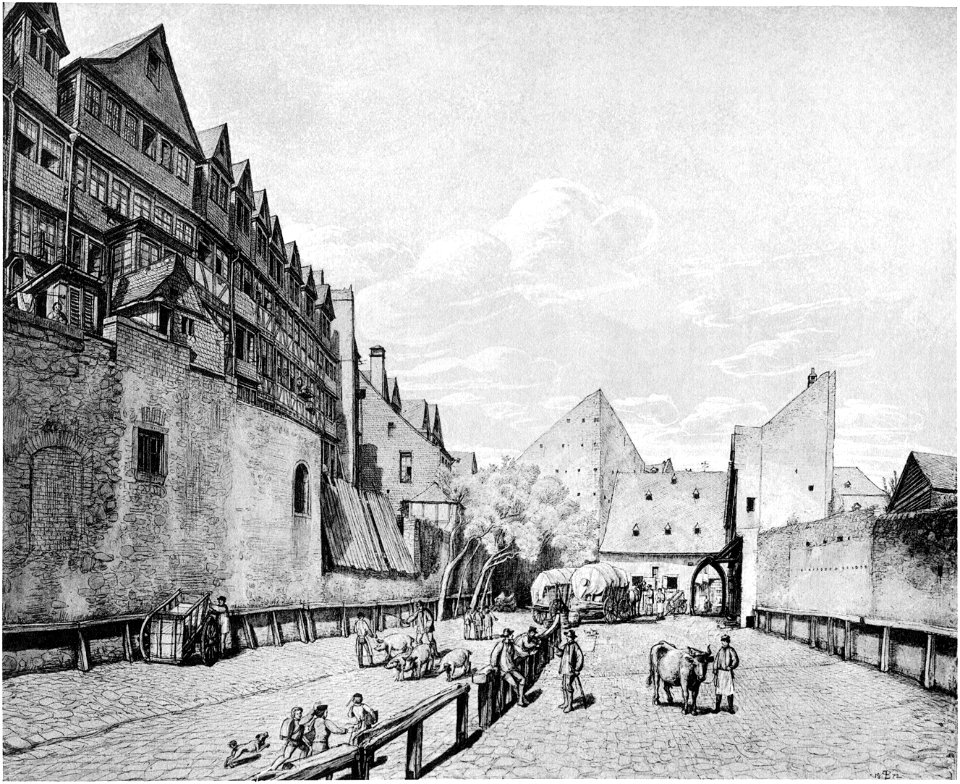 Frankfurt Am Main-Peter Becker-BAAF-008-Der Viehhof und die Hinterhaeuser der Judengasse nach Norden gesehen-1872