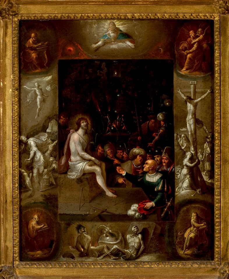 Frans Francken II - Mocking of Christ surrounded by images of the Evangelists and scenes from the Passion of Christ - M.Ob.1349 MNW - National Museum in Warsaw