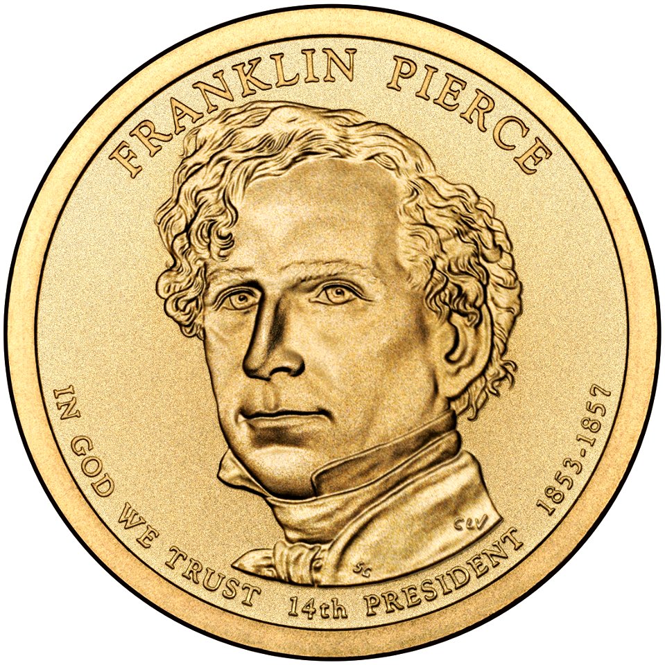 Franklin Pierce $1 Presidential Coin obverse sketch