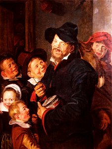 Frans Hals - Le Joueur de rommelpot avec cinq enfants