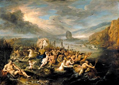 Frans Francken (II) - The Triumph of Neptune and Amphitrite - WGA8212. Free illustration for personal and commercial use.