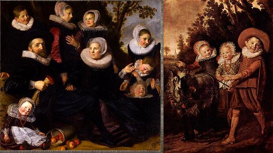 Frans Hals - Portrait of a family in a landscape - left and right half together