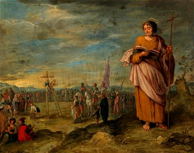 Frans Francken II (Umkreis) Evangelist und Kreuzigung Christi