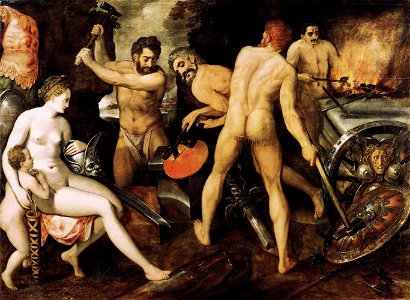 Frans Floris - Venus at Vulcan's Forge - WGA7950. Free illustration for personal and commercial use.