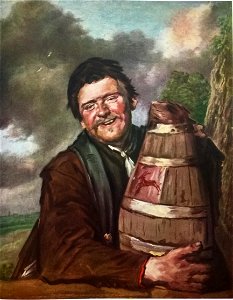 Frans Hals - portrait of a man holding a beer jug. Free illustration for personal and commercial use.