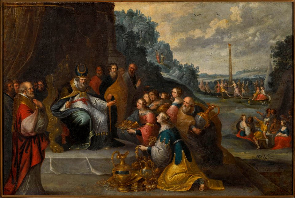 Frans Francken II - Aaron gathering gold from Israelites, dance around the golden calf (Deuteronomy 9-8-16) - M.Ob.1344 - National Museum in Warsaw