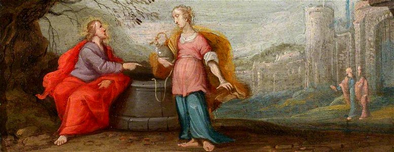 Frans Francken II (1581-1642) (studio of) - The Chirk Cabinet, Christ and the Woman of Samaria - 1170769.7 - National Trust