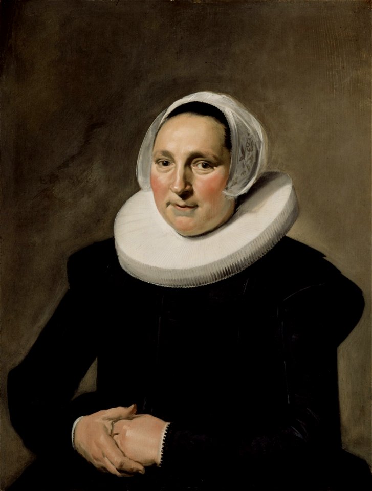 Frans Hals - Portrait of an unknown woman with clasped hands and diadem cap 1634 - 23.27