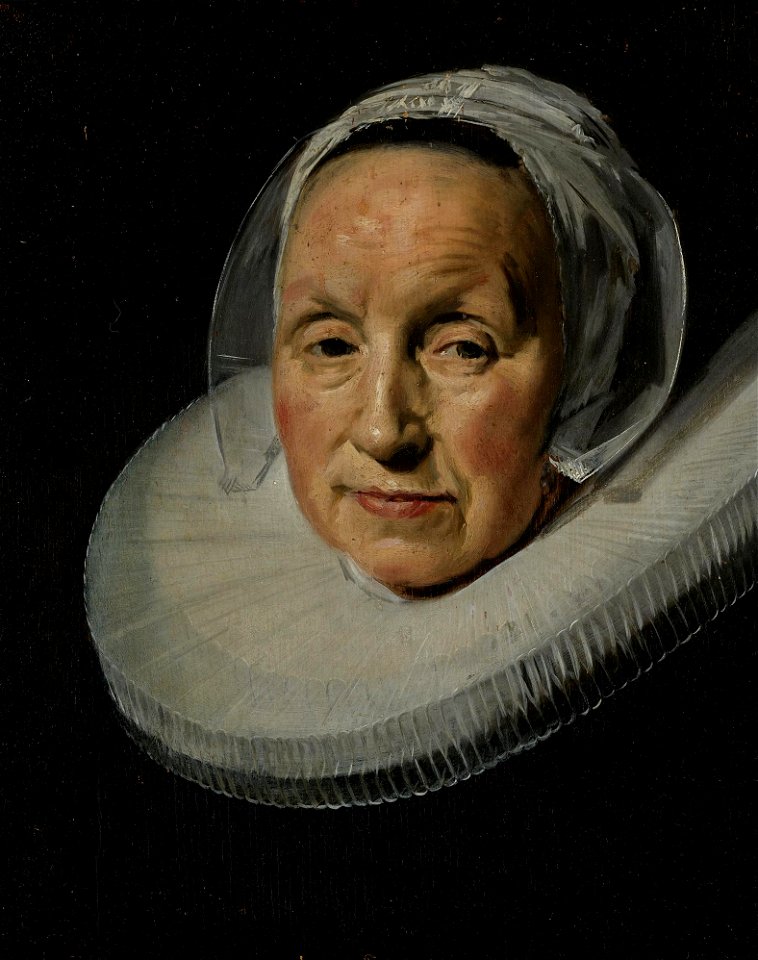 Frans Hals - portrait of a woman with enlarged ruff and cut down from original size