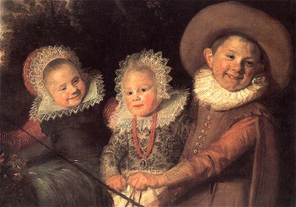 Frans Hals - Three Children with a Goat Cart (detail) - WGA11065. Free illustration for personal and commercial use.