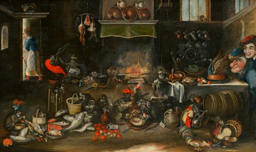 Frans Francken II. - Mokeys in the Kitchen - O 246 - Slovak National Gallery