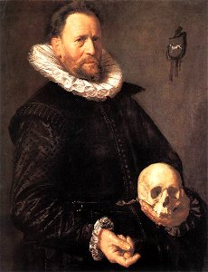 Frans Hals - Portrait of a Man Holding a Skull - WGA11048. Free illustration for personal and commercial use.