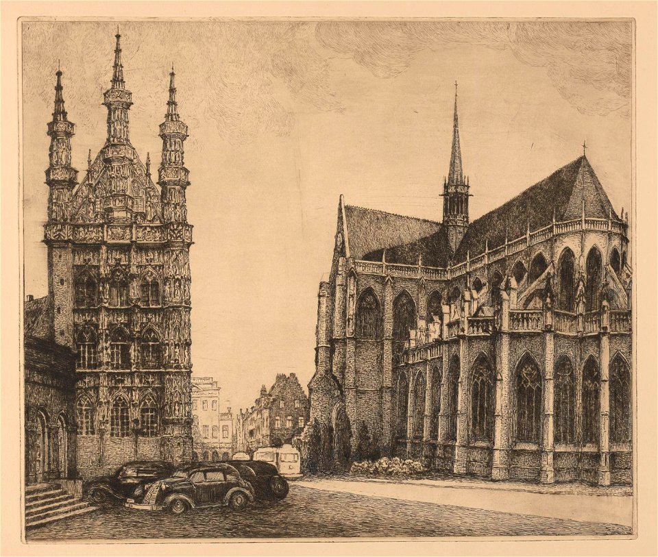 Frans Nackaerts - Groote markt, Leuven - Graphic work - Royal Library of Belgium - S.IV 94686