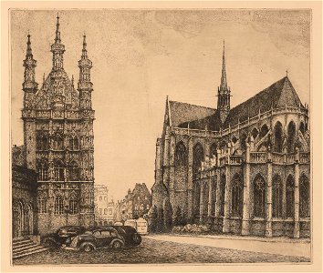 Frans Nackaerts - Groote markt, Leuven - Graphic work - Royal Library of Belgium - S.IV 94686