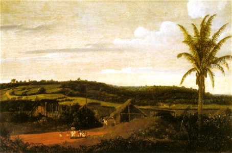 Frans Post - Mocambos, c. 1659. Free illustration for personal and commercial use.