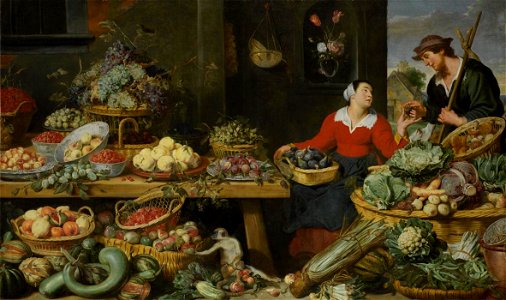 Frans Snyders - Fruit and vegetable stall. Free illustration for personal and commercial use.